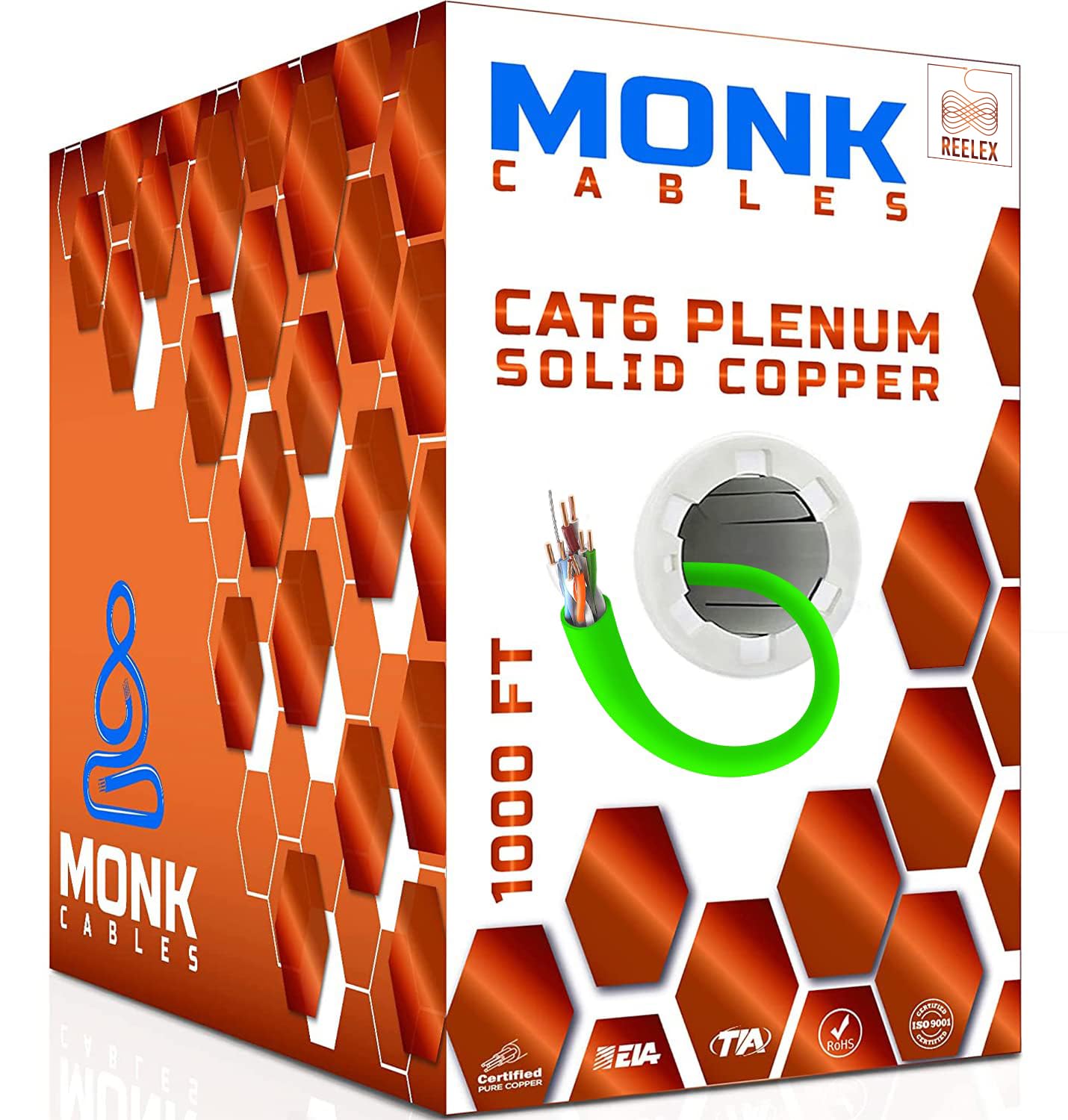 CAT6 Plenum Cable 1000ft - 100% Pure Copper Quality