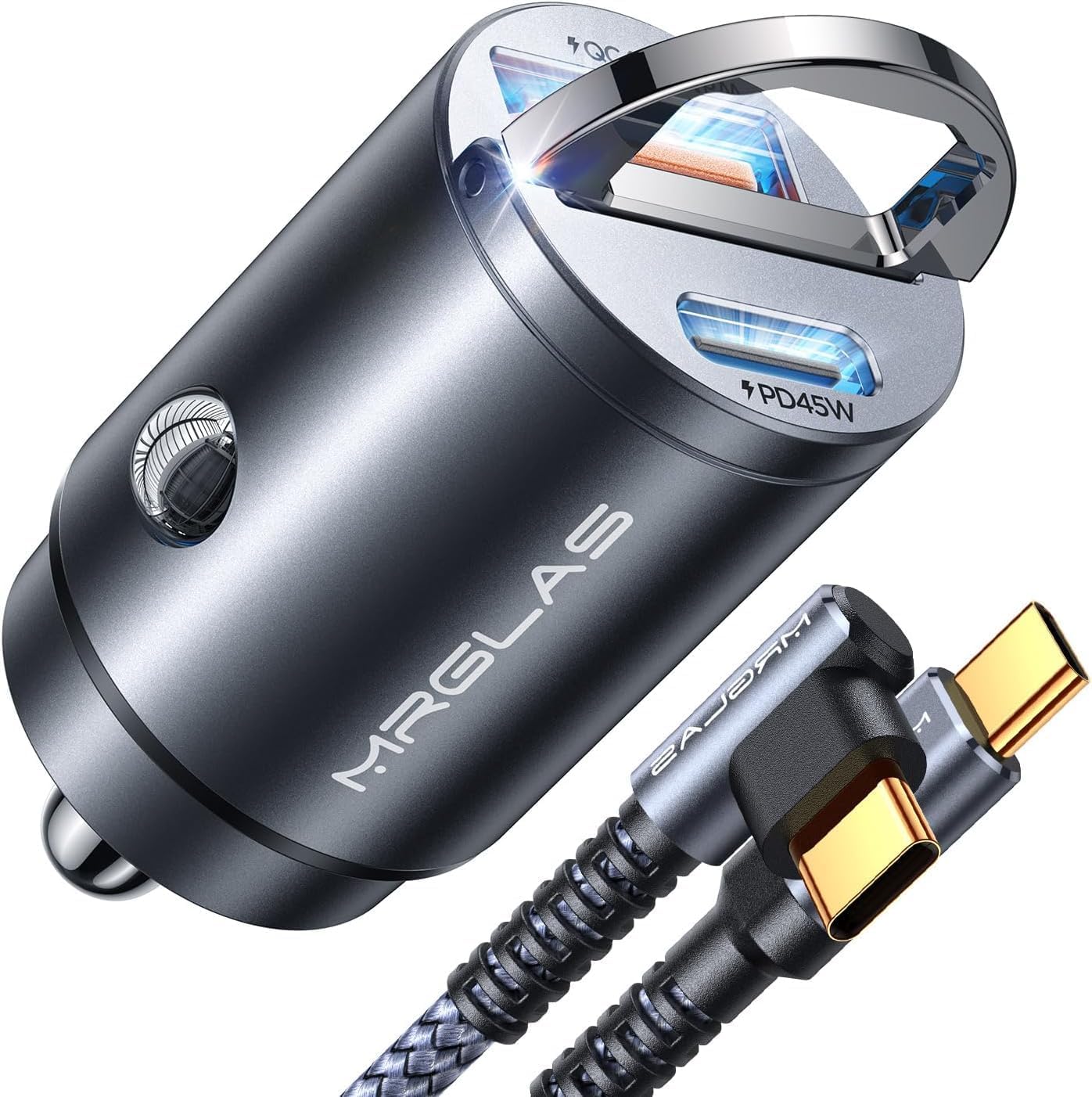 MRGLAS 90W Fast Car Charger for iPhone & Samsung