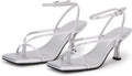 PiePieBuy Women's Lace Up Heeled Sandals Square Toe Kitten Heel