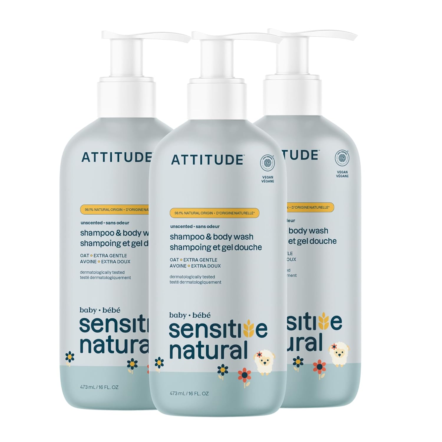 ATTITUDE 2-in-1 Shampoo and Body Wash for Baby, EWG Verified