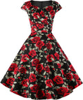 Hanpceirs Women's Cap Sleeve 1950s Retro Cocktail Swing Dress US