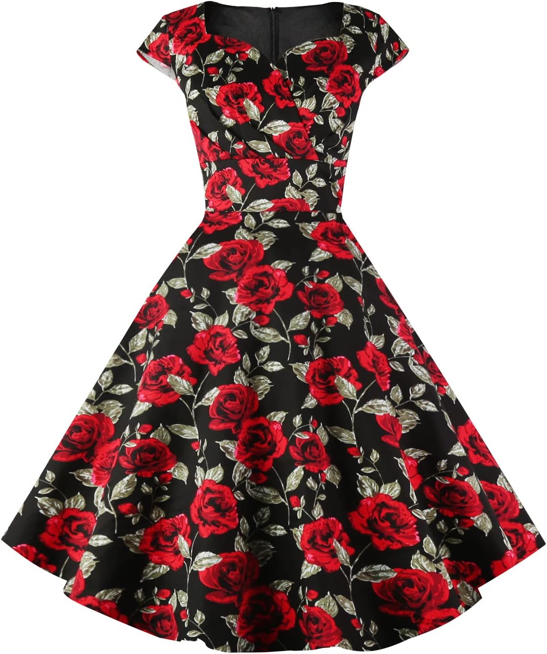 Retro Vintage Cocktail Swing Dress with Pockets for Women