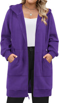 Plus Size Zip Up Hoodies Long Sleeve Tunic Sweatshirt - Cozy Fit