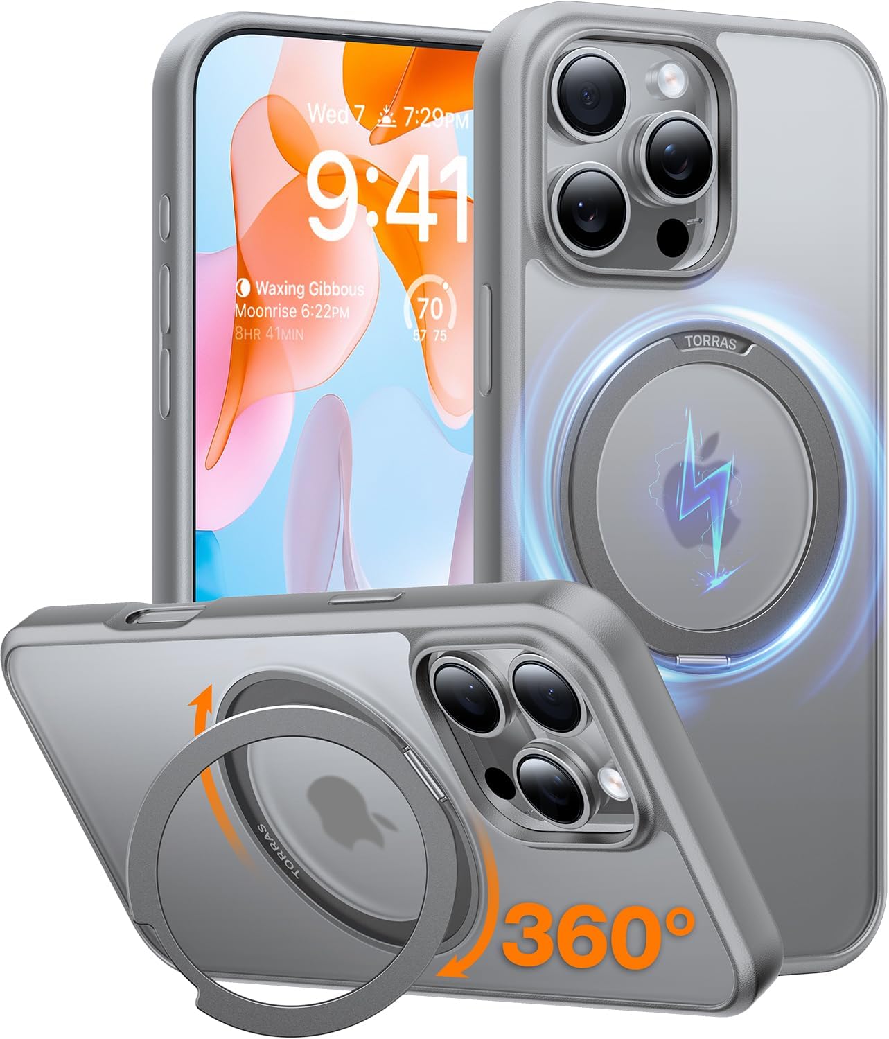 TORRAS 360 Rotatable Magnetic Ring Case for iPhone 16 Pro Max