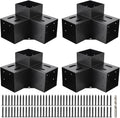 4x4 3-Way Pergola Brackets - Heavy Steel 90deg Corner Extension