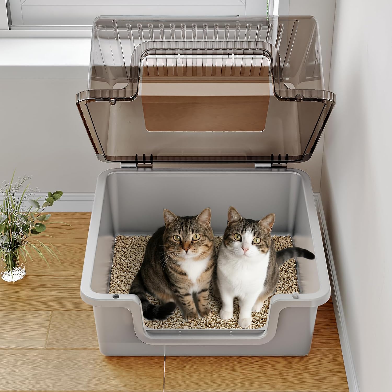 Oneluck Large Covered Cat Litter Box for Multi-Cat Households