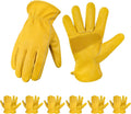 DULFINE Leather Work Gloves for Men & Women - Reinforced Cowhide