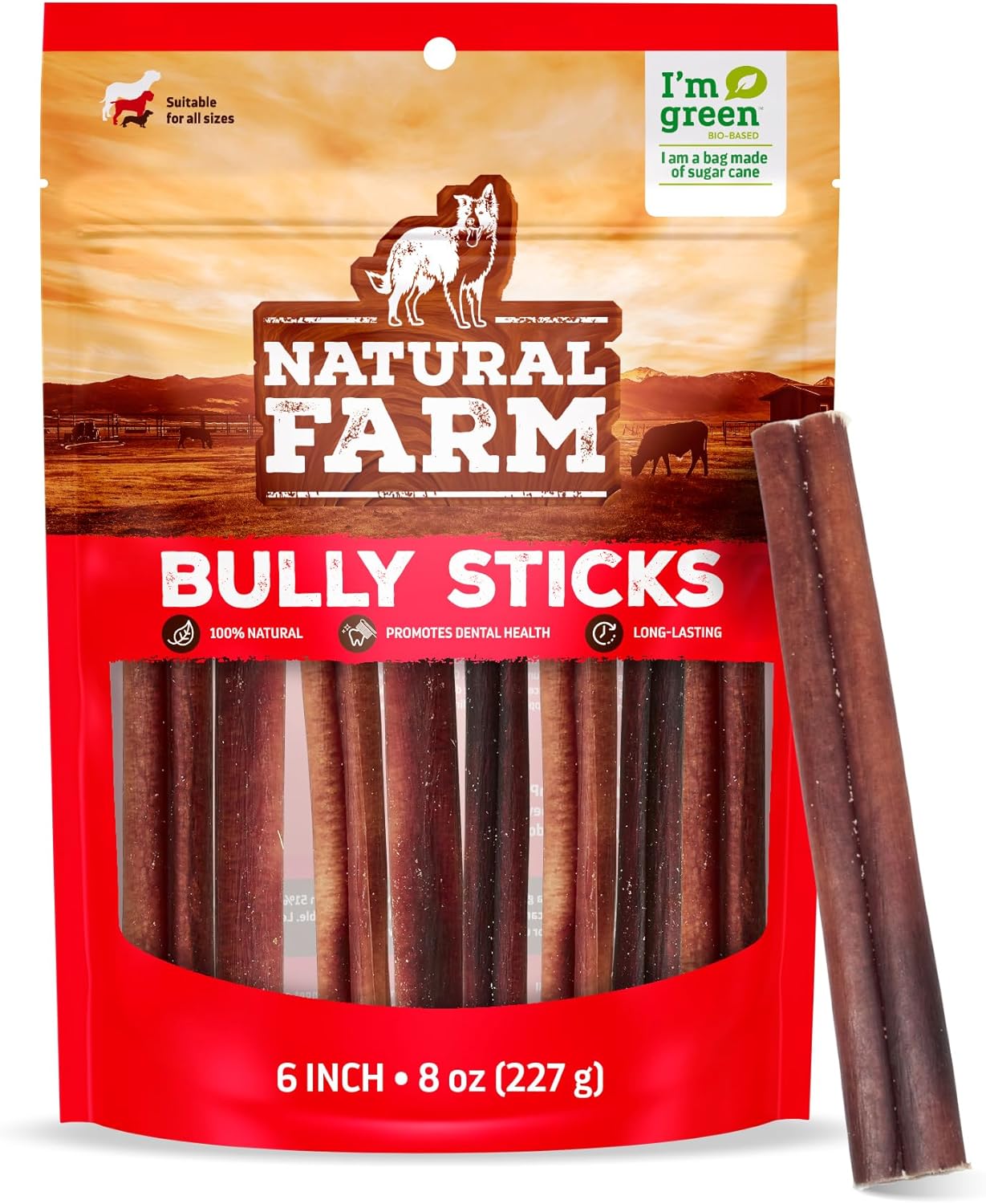 Natural Farm Odor-Free Bully Sticks for Medium Dogs Chews