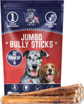Jumbo Bully Sticks 12 in 6 Pack - Long Lasting Natural Chews