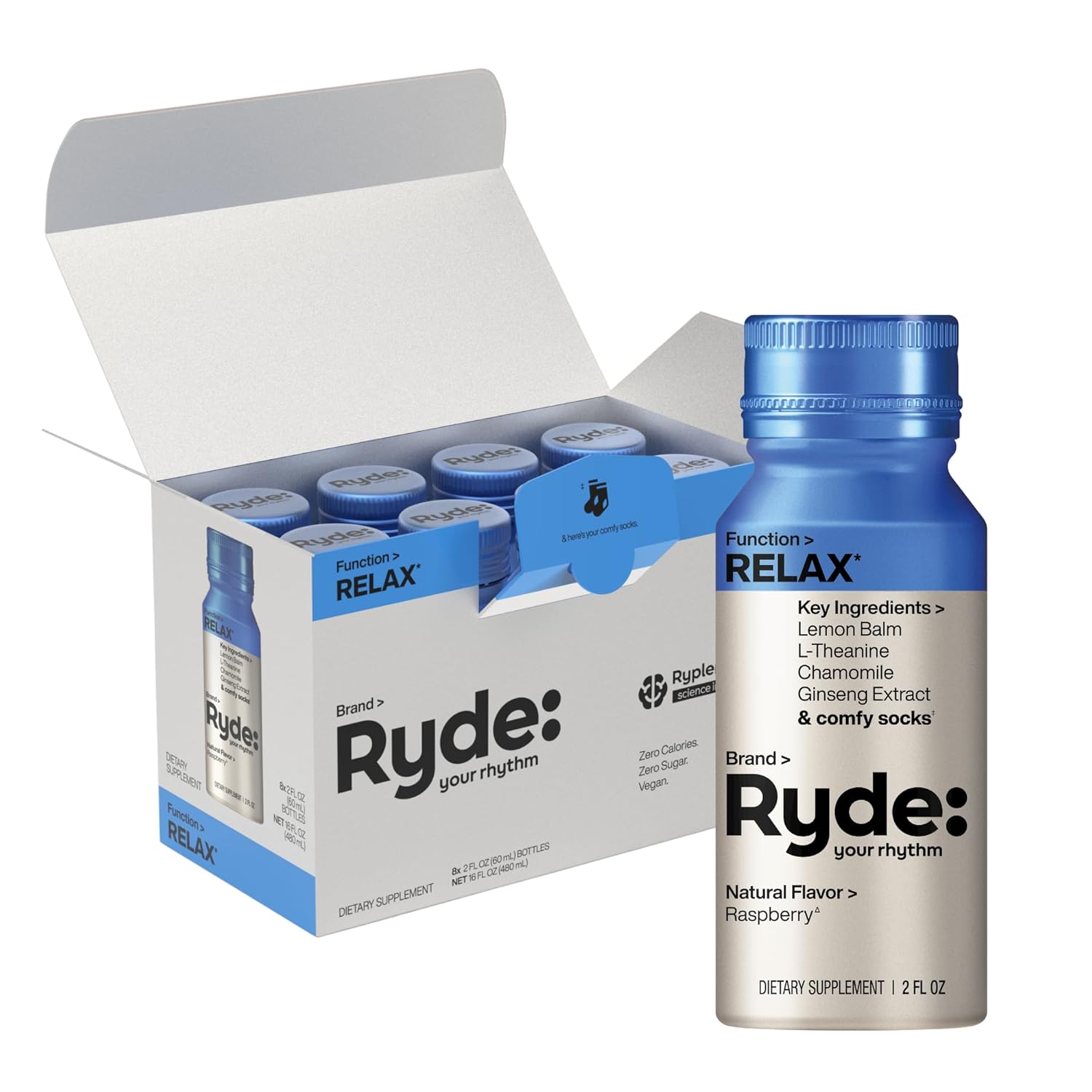 Ryde Relax Shot: Raspberry Flavor for Ultimate Calm and Chill