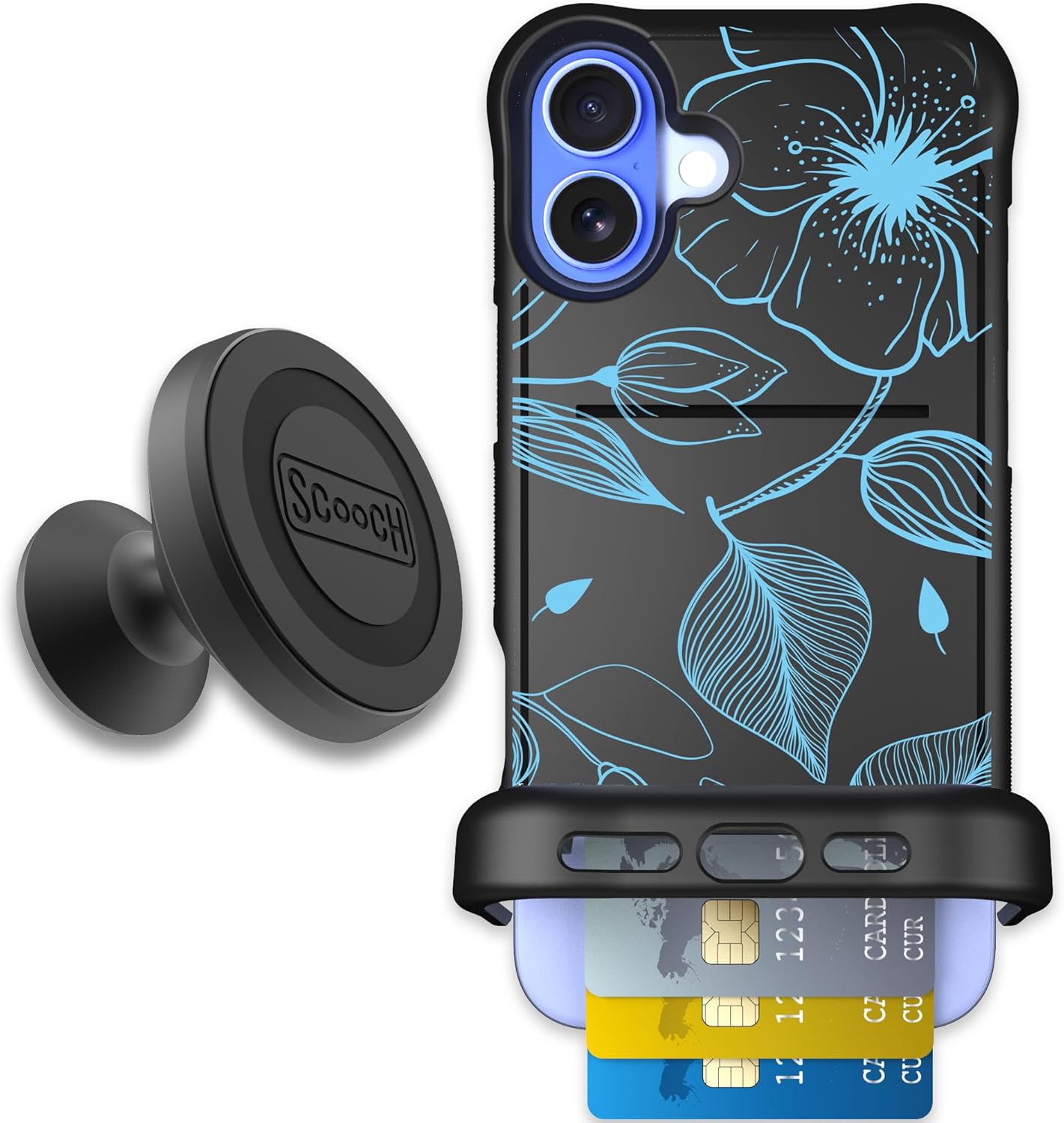 Scooch iPhone 16 Plus Case with Card Holder and Kickstand