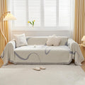 Chenille Sofa Cover for 2 Cushion Couch - Non Slip Tassel Design