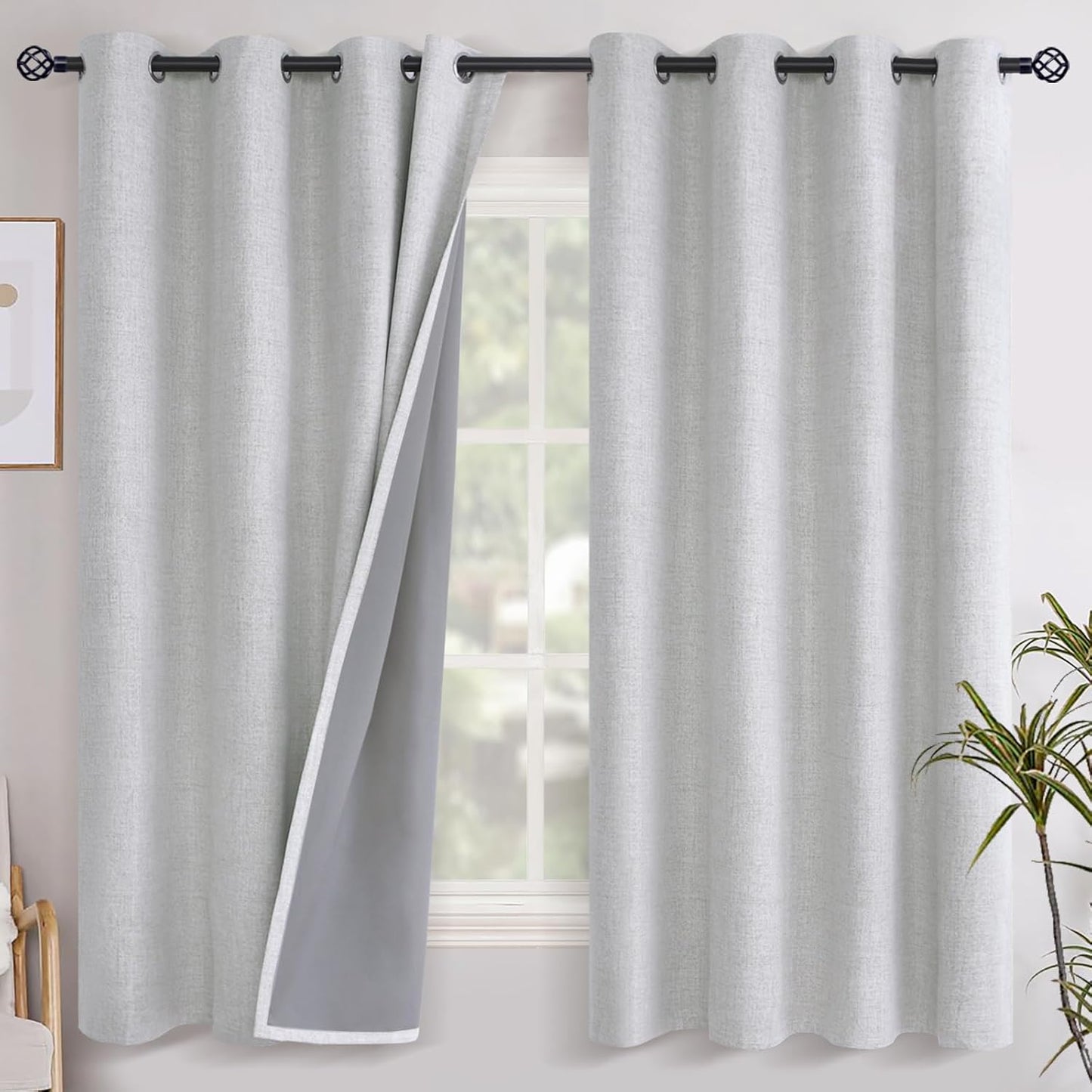 YoungsTex Linen Blackout Curtains for Bedroom and Living Room