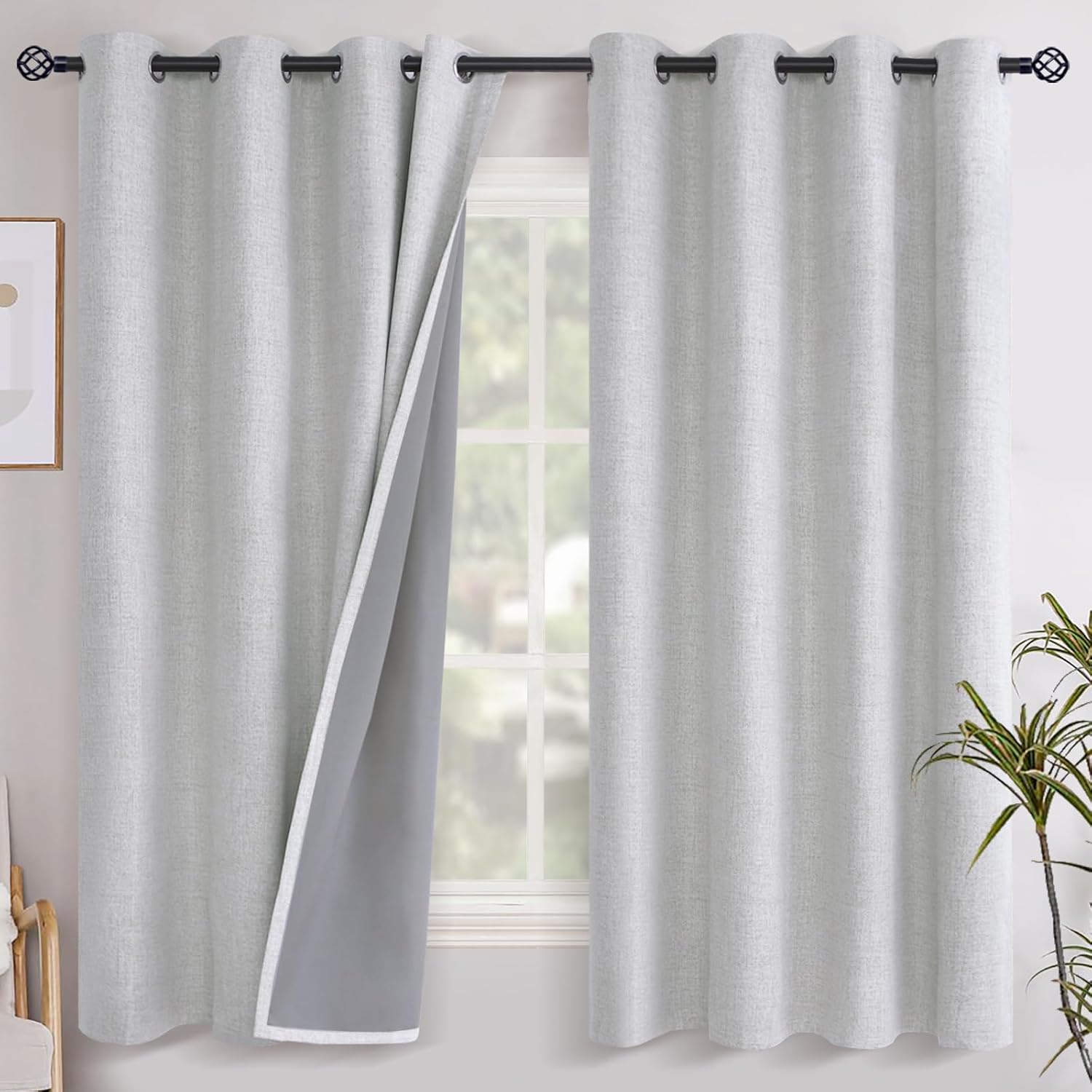 YoungsTex Linen Blackout Curtains for Bedroom and Living Room