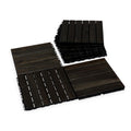 Acacia Wood Deck Tiles 9 Pc 6-Slat VR Black - Interlocking Patio Tiles