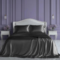 Satin Sheets Full Size Stone Grey - Cooling 4 Piece Set