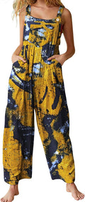 Boho Floral Overalls for Women - Loose Summer Wide Leg Romper