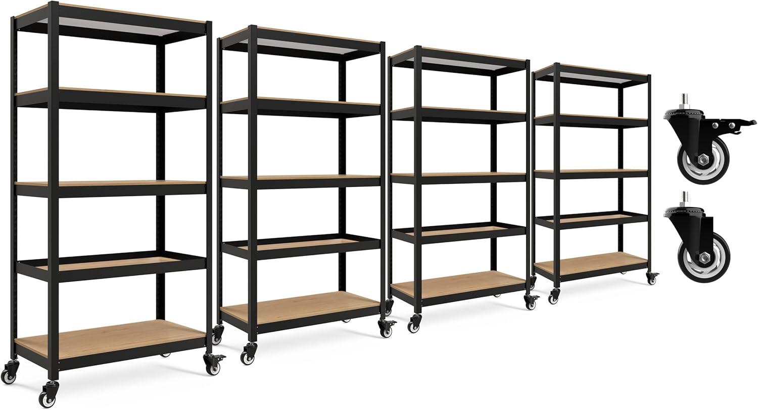 HOMEDANT 5-Tier Metal Rolling Cart with Heavy Duty Wheels