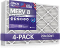 20x30x1 MERV 8 Air Filter (4-Pack) - Dust & Pet Defense