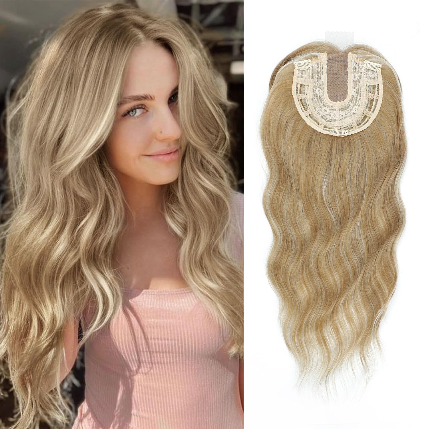 20in Wavy Ombre Highlight Synthetic Hair Topper for Women