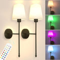 Battery Operated Wall Sconce Set of 2 Black - Rechargeable, Remote