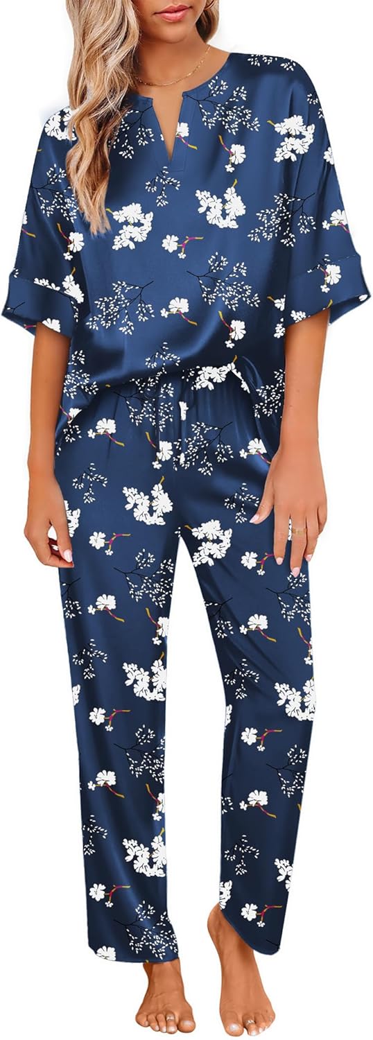 Ekouaer Satin Pajama Set for Women - Luxurious Silk Loungewear