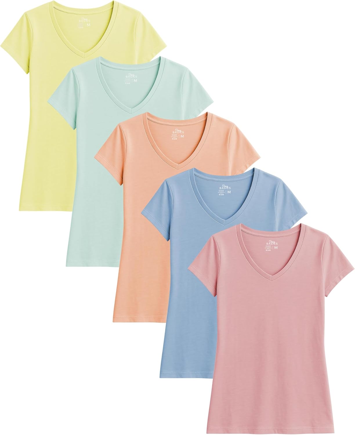 Sexy Basics Womens Cotton Stretch V Neck T Shirts for All Occasions