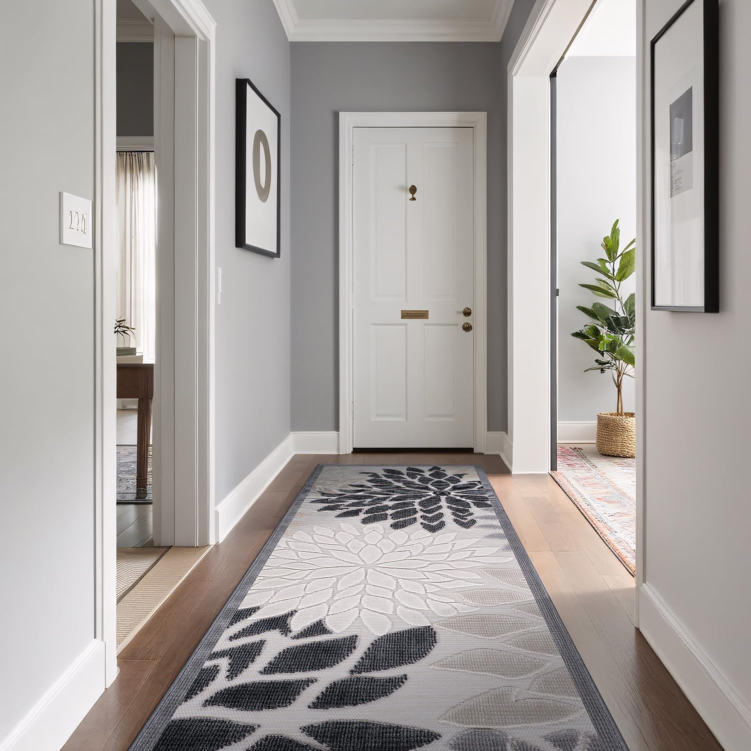 Beverly Rug Outdoor Runner Rug 2x7 for Modern Floral Decor