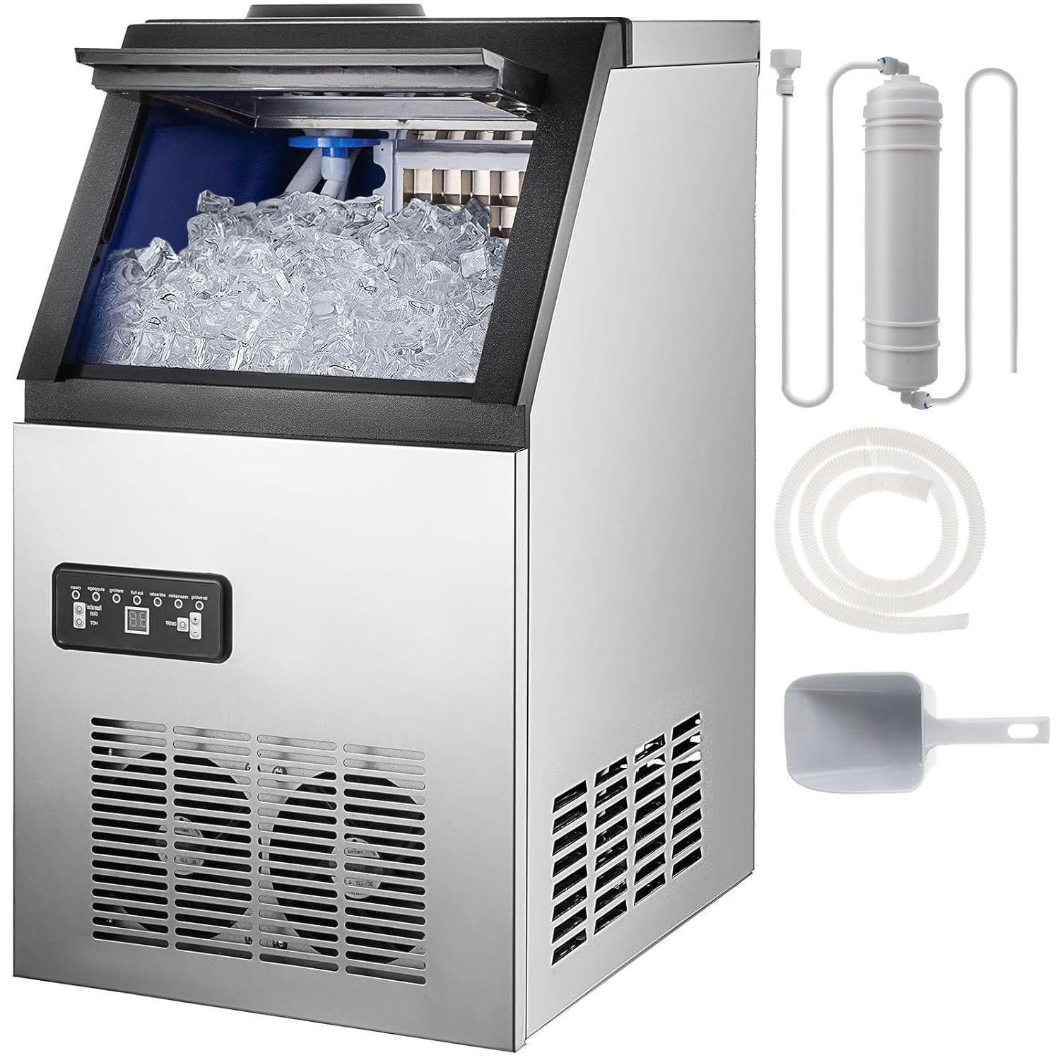 110lbs/24H Stainless Steel Ice Maker - Leomru