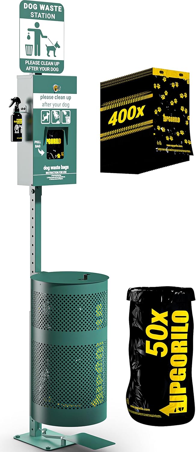 UPGORILO Dog Waste Station with Foot Pedal and 400 Bags
