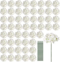 Auihiay 64 PCS Artificial Hydrangea Flowers Ivory - Bulk Floral Heads