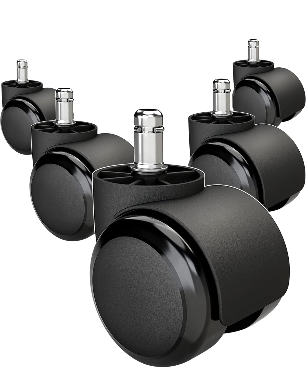 Brozigo 2 inch Office Chair Wheels 5-Pack - Heavy Duty Replacement for Hardwood & Carpet