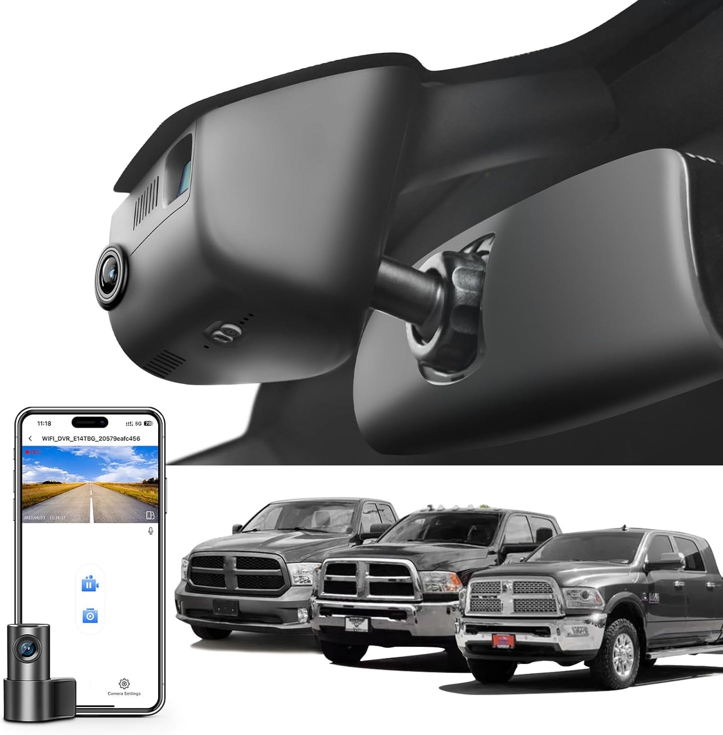 4K Front & 1080P Rear Dash Cam for Dodge RAM 1500/2500/3500