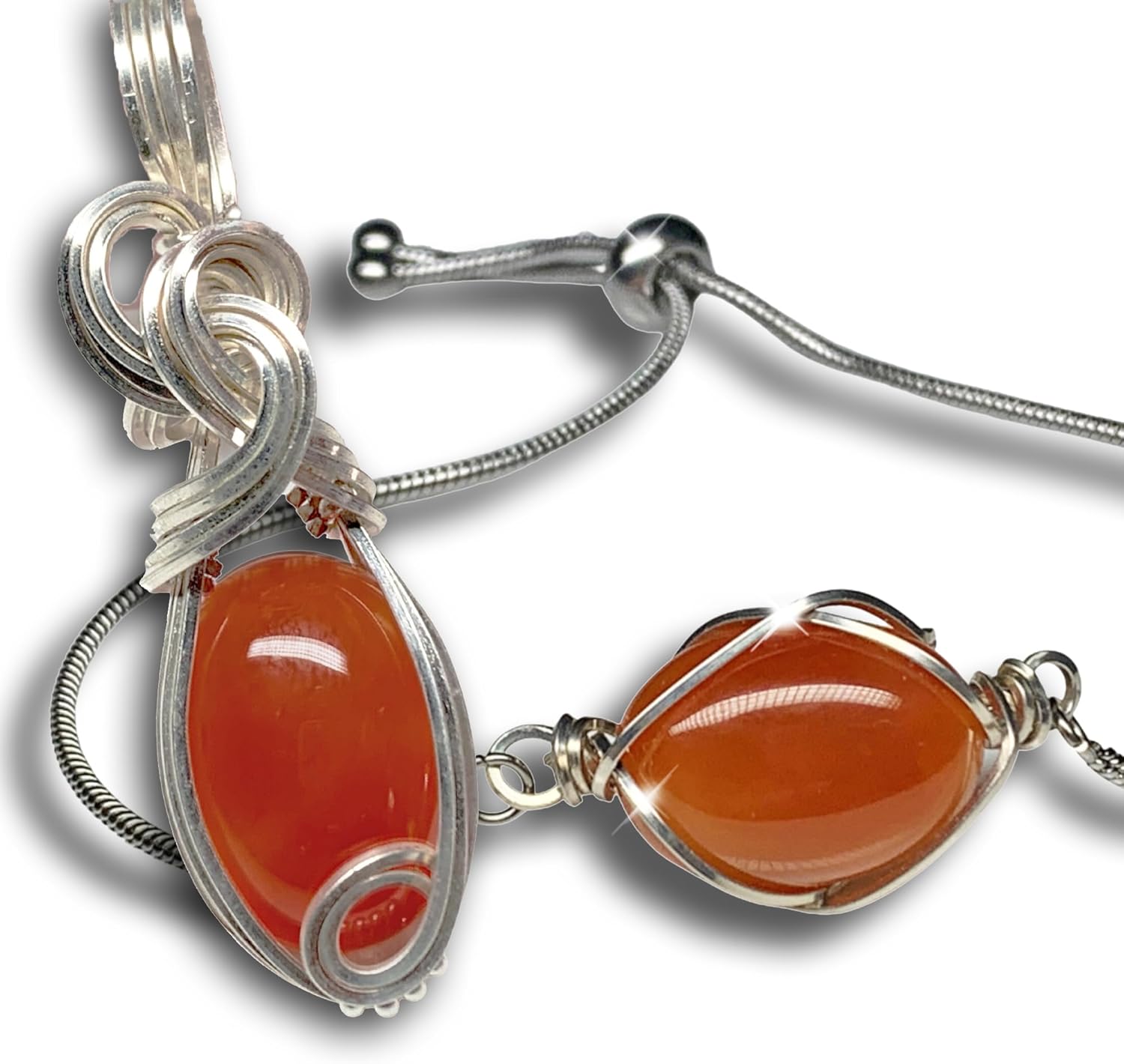 Handmade Carnelian Birthstone Jewelry - Unique Silver Pendant
