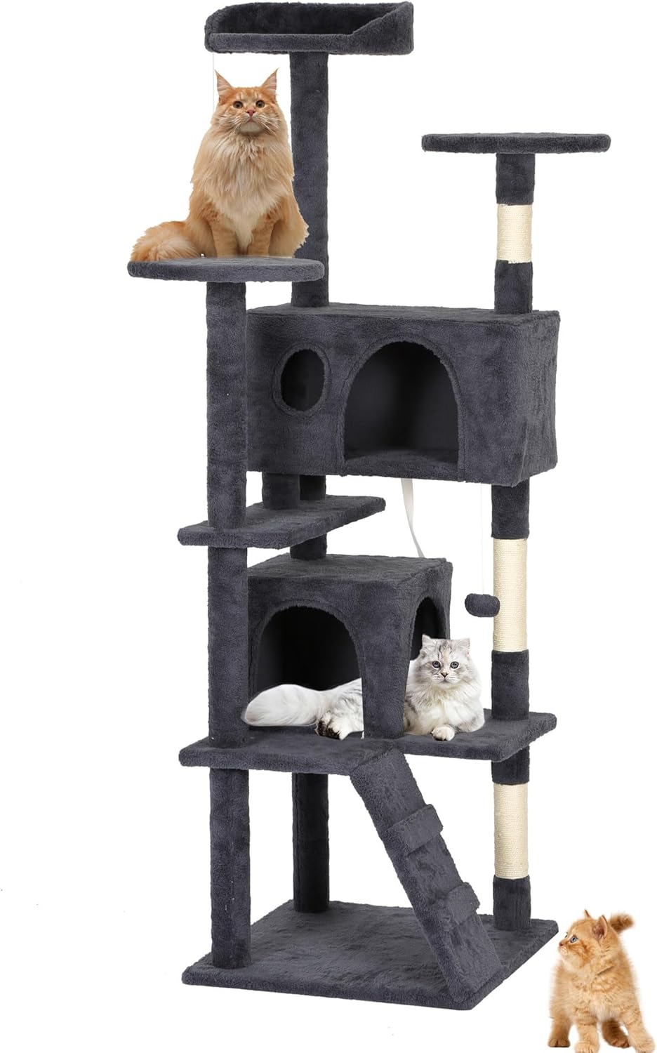 62 Cat Tree Tower for Indoor Cats with Multi-Level Activity Center
