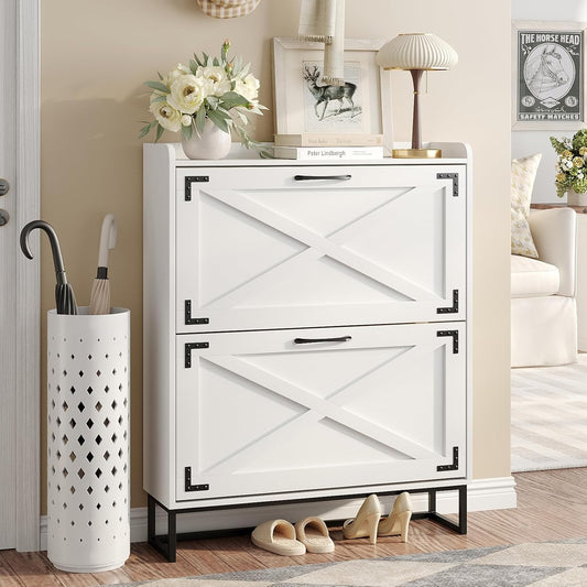 Maupvit Shoe Storage Cabinet with 2 Flip Drawers for Entryway
