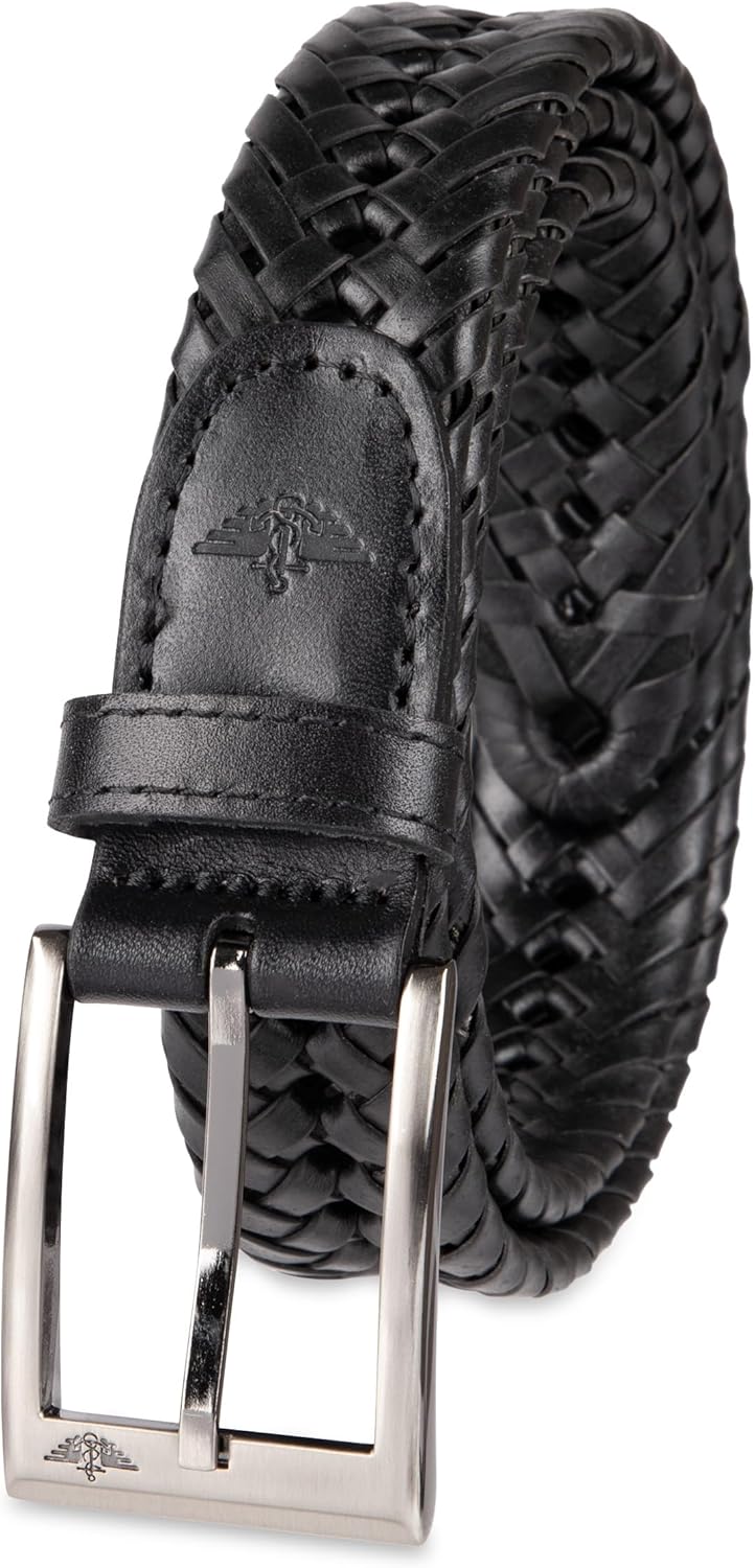 Dockers Mens Leather Braided Fully Adjustable Belt for Style