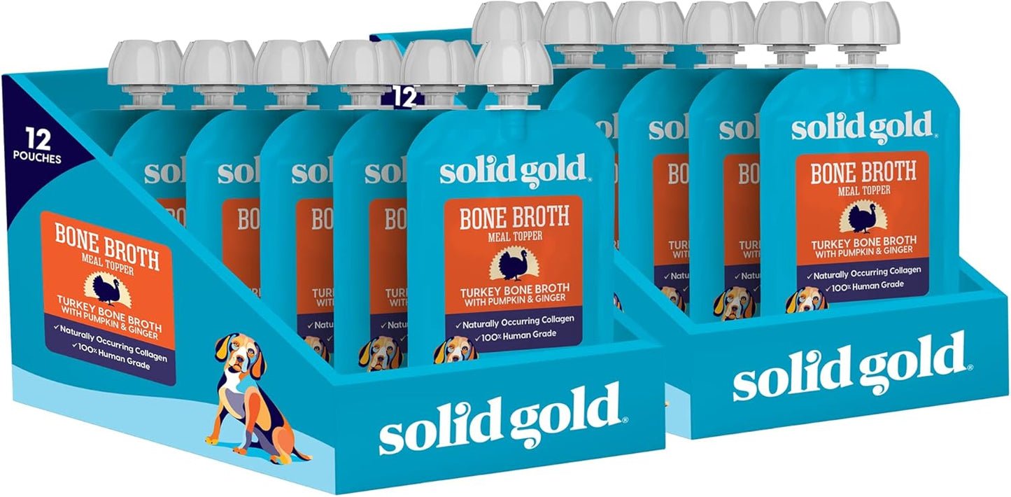 Solid Gold Turkey Bone Broth for Dogs - Nutrient-Rich Toppers