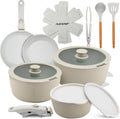 Ceramic Cookware Set 18-Piece Green - Space-Saving Non-Stick