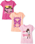 Girls Unicorns & Butterfly Short Sleeve Graphic T-Shirts 3 Pack - Soft