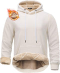 Pudolla Men's Sherpa Hoodie Pullover - Thick Fleece Lined Warmth Shoes