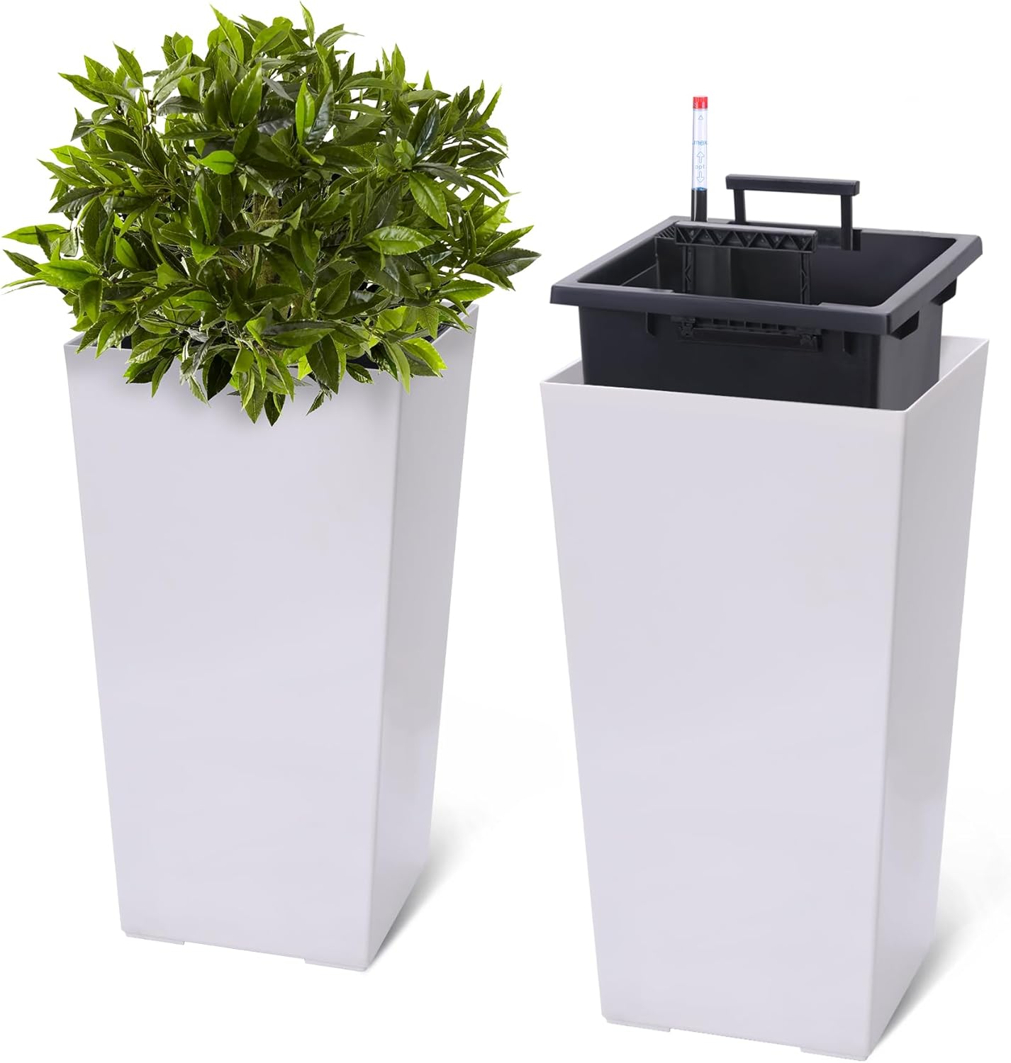 22.5 Inch Tall Planters Set of 2 with Automatic Watering System