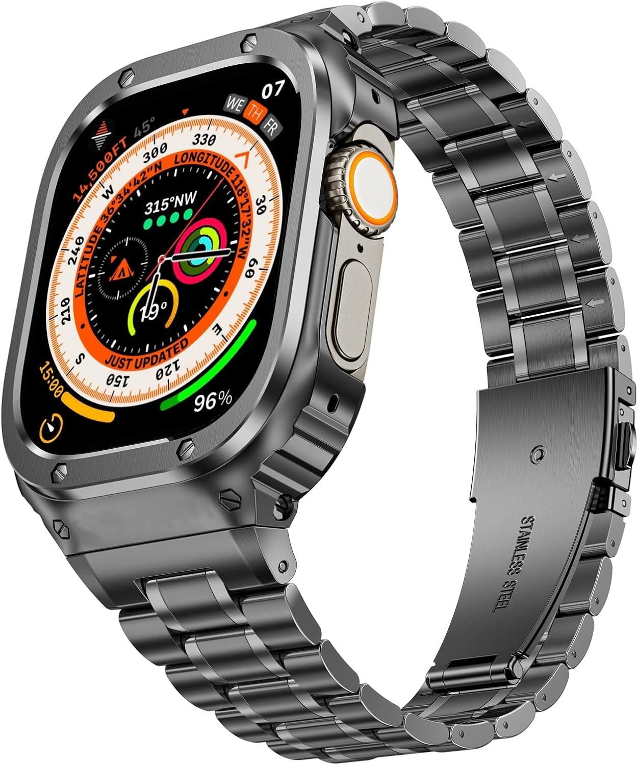 MioHHR Stainless Steel Watch Band with Case for Apple Watch