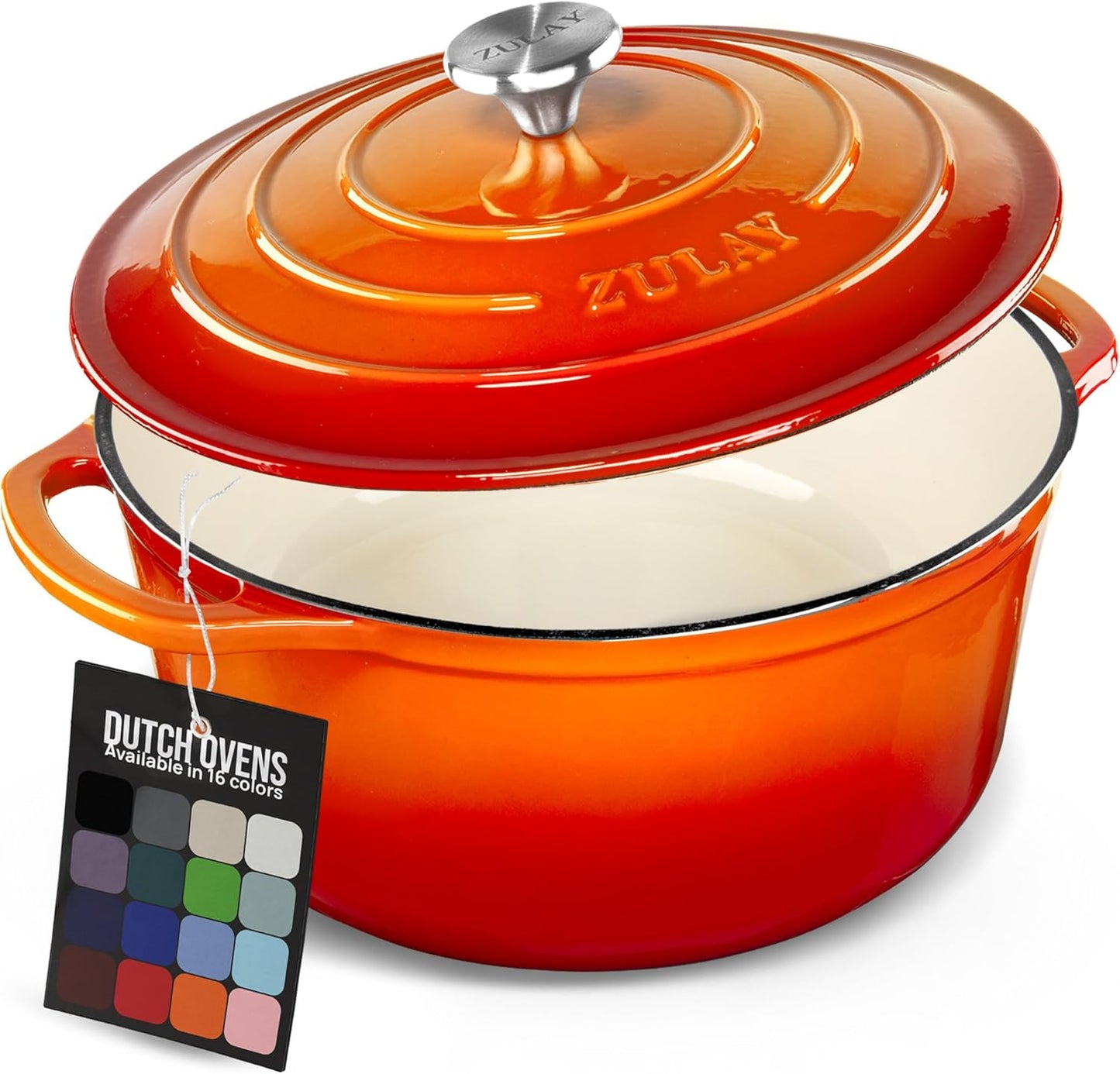 Zulay Kitchen 7.7 Quart Enameled Cast Iron Dutch Oven Pot