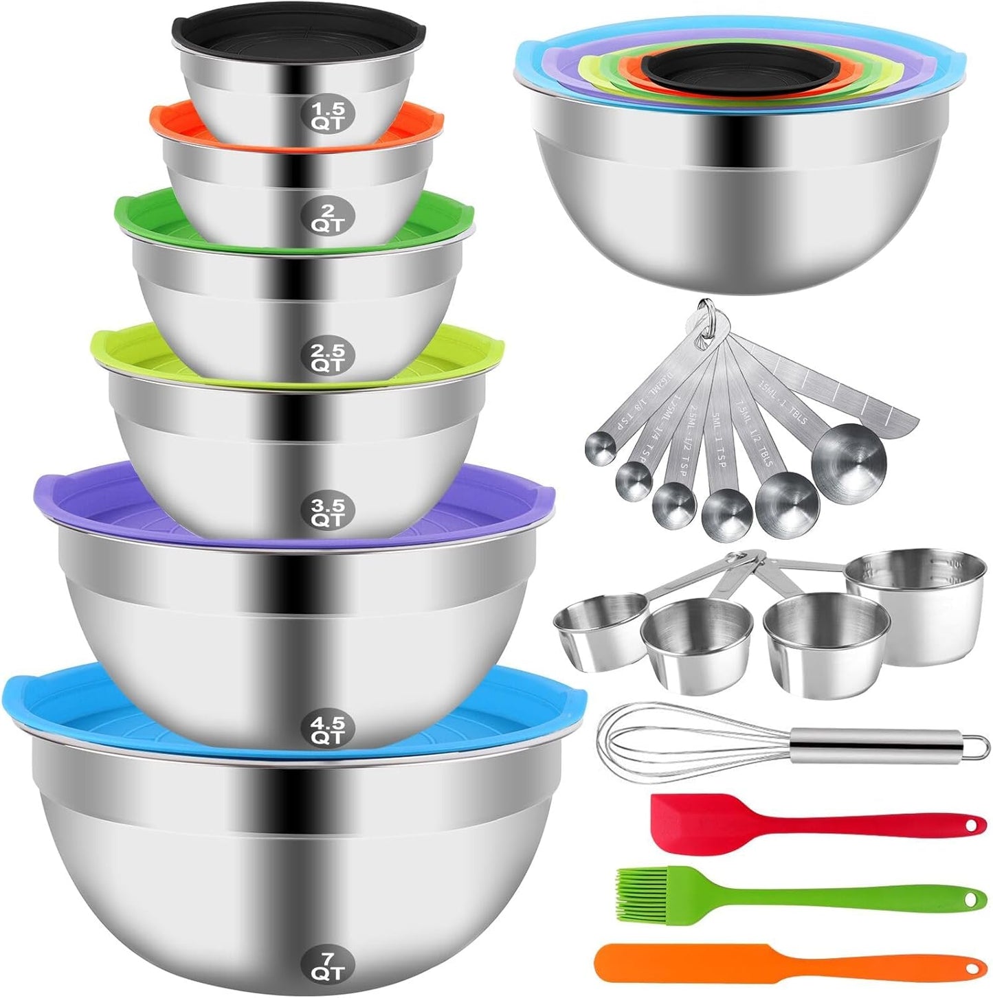 Mixing Bowls with Lid Set - 27PCS Kitchen Utensils for Baking