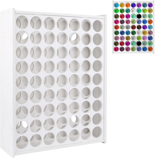 Wall-Mounted Craft Paint Organizer - 63 Hole Paint Rack for Easy Storage