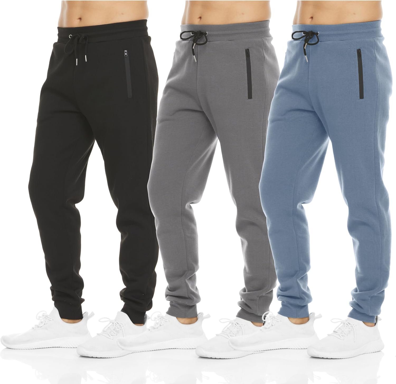 PURE CHAMP Mens Fleece Jogger Sweatpants with Zipper Pockets