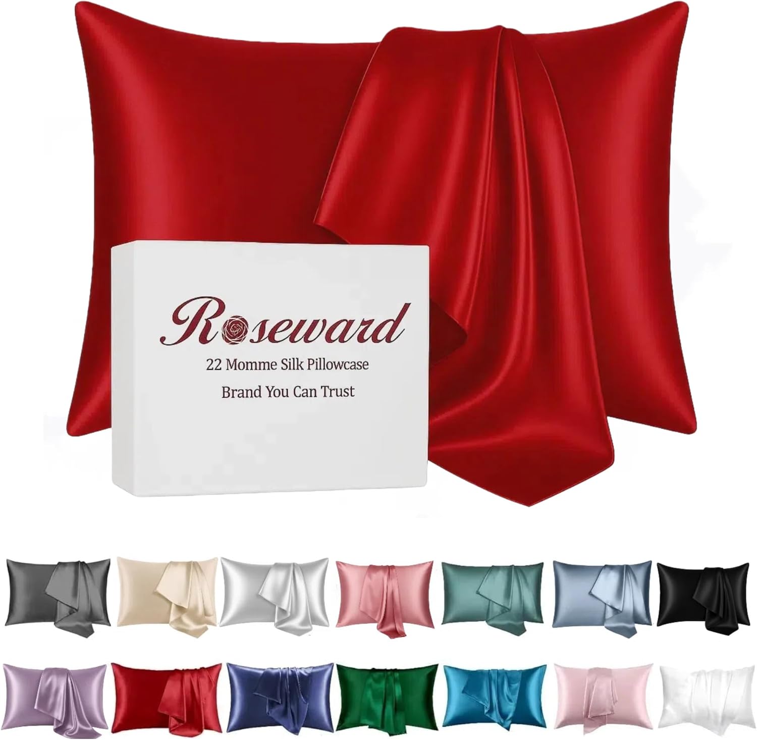 Red Silk Pillow Cases for Hair and Skin - 22 Momme Quality