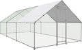 Large Metal Walk-in Chicken Coop with Spire Roof - Outdoor Run