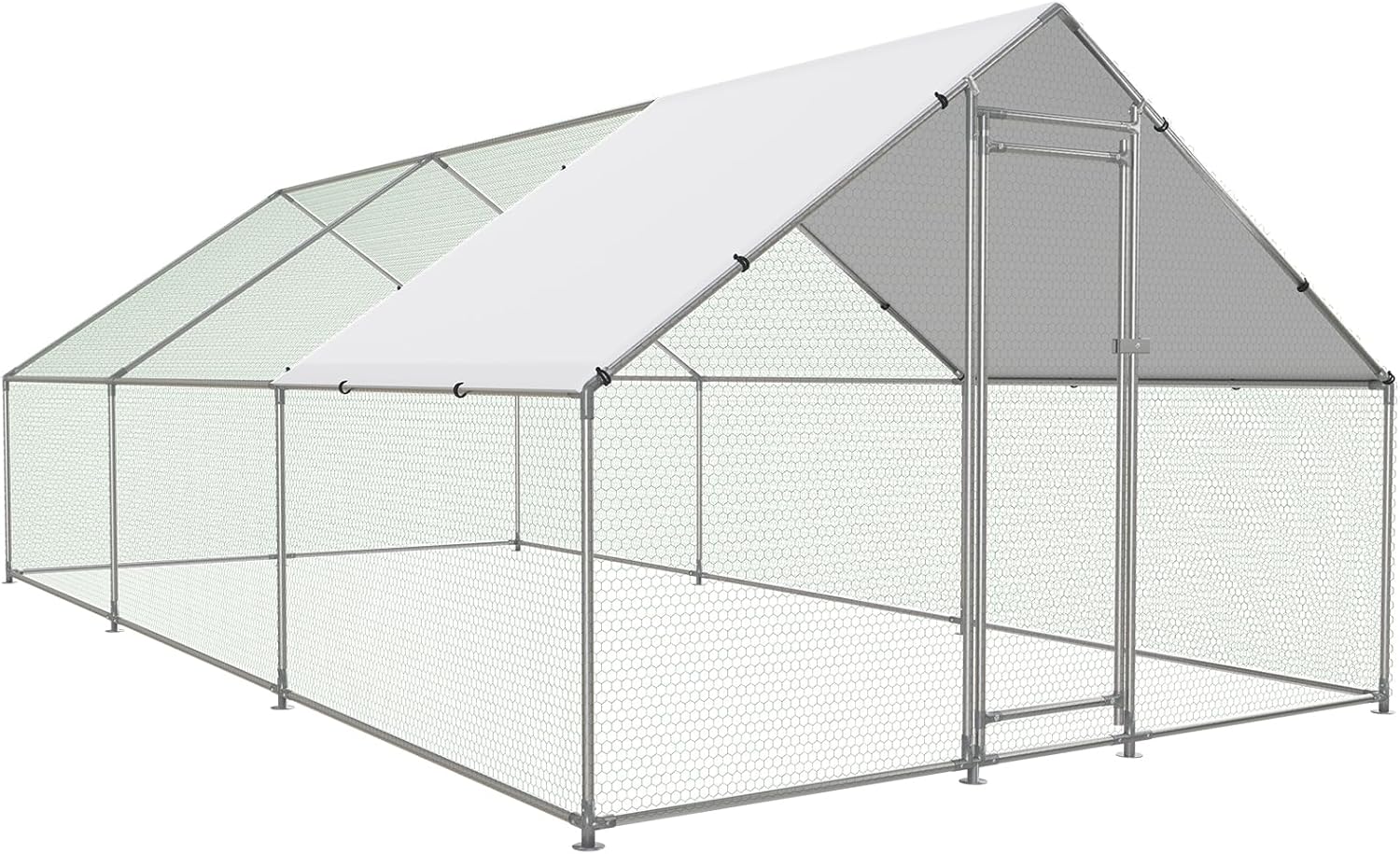 Large Metal Chicken Coop Walk-in Poultry Cage for Outdoor Use